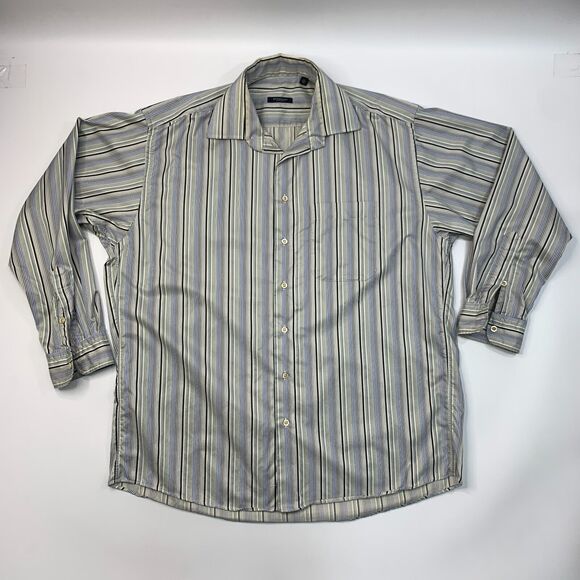 Vintage Burberry Shirt Mens XL Extra Large Striped Button Up Cotton Made in USA - Picture 2 of 10